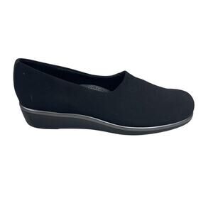 SAS Women Sz 8 S Bliss Microfiber Black Tripad Comfort Slip On Wedge Shoes Goth